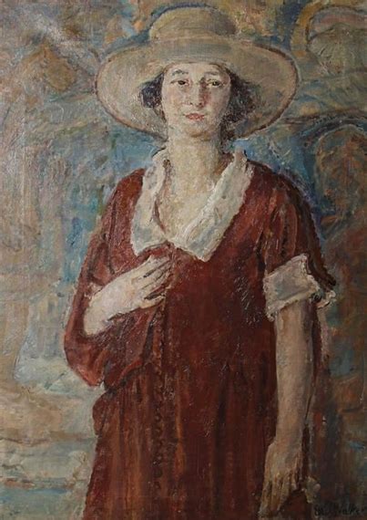 Ethel Walker Portrait Of A Woman In A Red Dress And Hat Mutualart