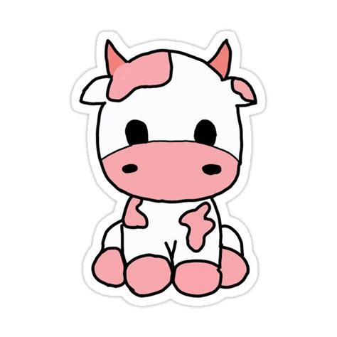 Look At You Strawberry Cow Sticker By Honeyyx In 2021 Cute Doodles