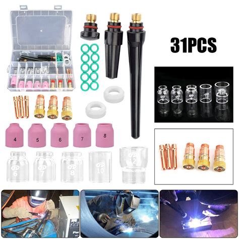 Pcs Tig Welding Stubby Gas Lens Glass Cup Kit For Tig Wp