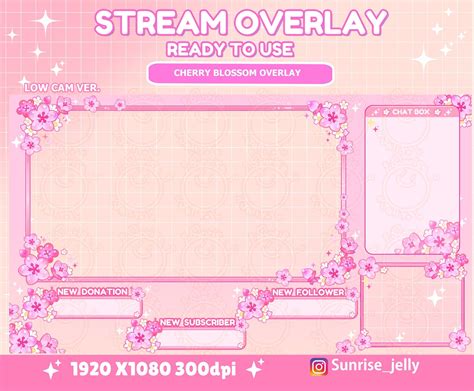 Twitch Cherry Blossom Stream Overlay Streamer Graphics Kawaii