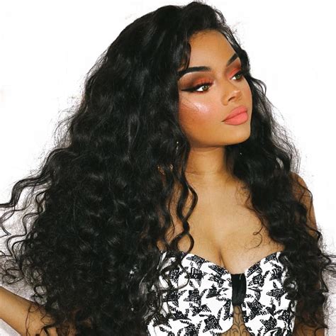 13x6 Lace Front Human Hair Wigs For Women Black 250 Density Brazilian