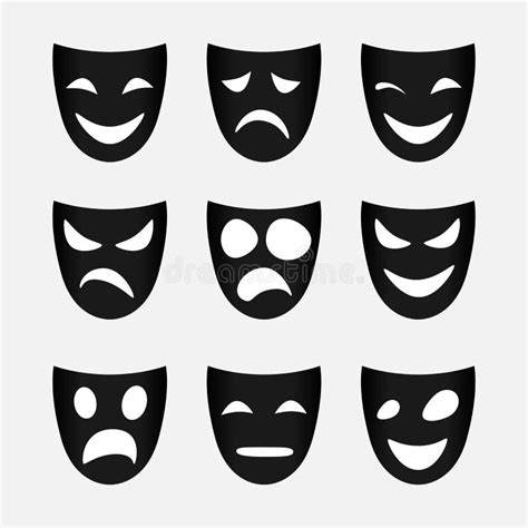 Sistema De Imagen Del Vector De Máscaras De Teatro Negras Stock De