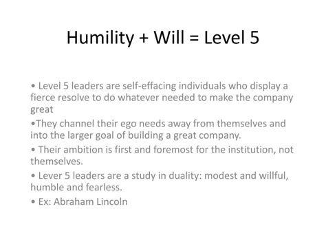 Ppt Chapter 2 Level 5 Leadership Powerpoint Presentation Free