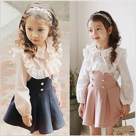Springautumn Cute Girls Clothing Sets Outfits Toddler Kids Lace Collar
