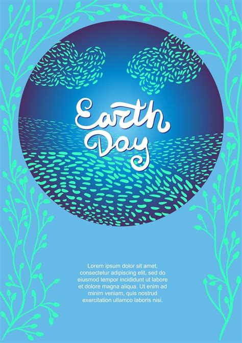 Earth Day Poster With Planet And Branches Illustration World