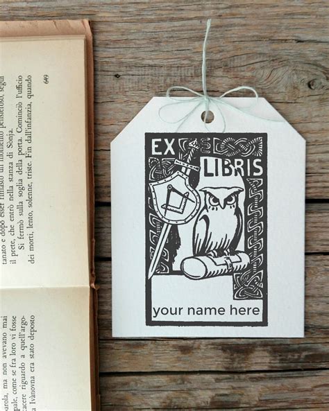 Owl Custom Ex Libris Stamp Customizable Vintage Ex Libris Etsy Ex