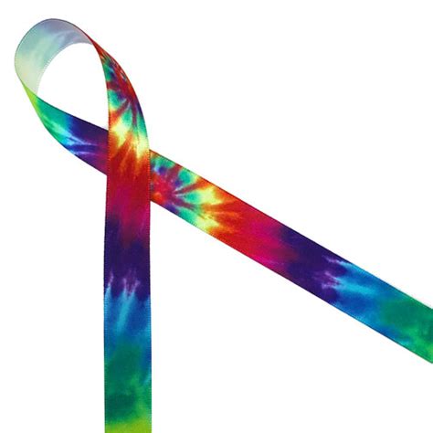 Tie Dye Ribbon In Primary Colors Printed On 58 White Single Face