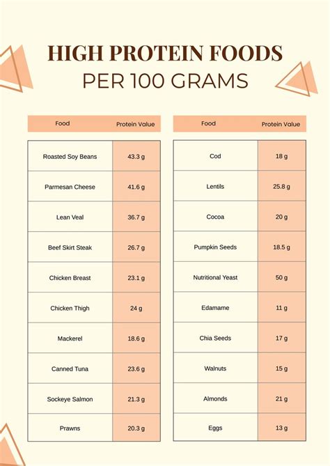100 High Protein Foods Reference Chart In Illustrator Portable