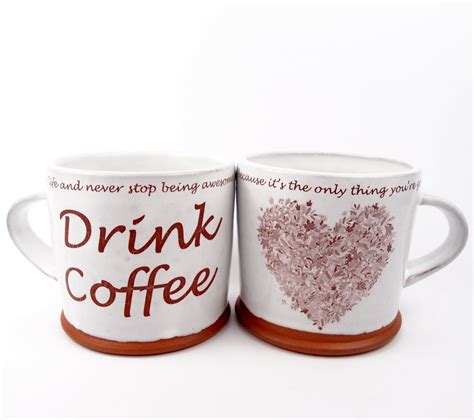 Hand Made Custom Coffee Mugs For Valentine By Maia Homstad Pottery