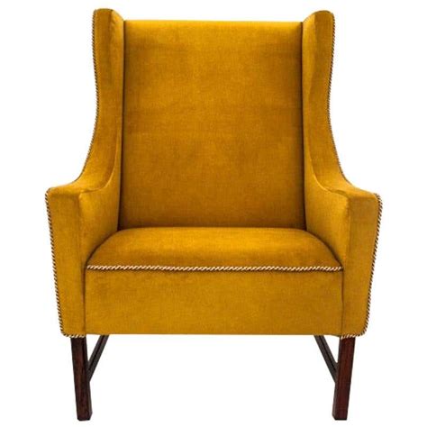 Retro Yellow Wing Chair Polish Design 1950s At 1stdibs