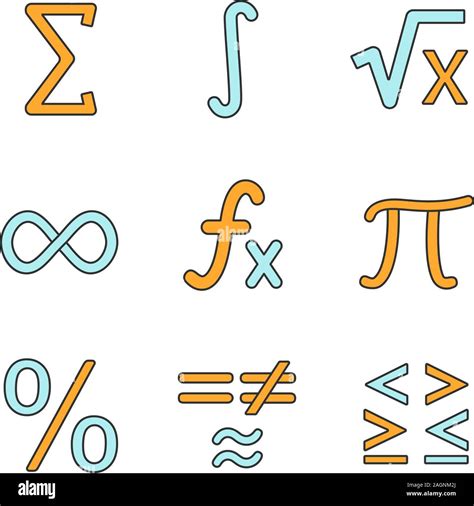Iconos De Color De Las Matemáticas Los Símbolos Matemáticos El