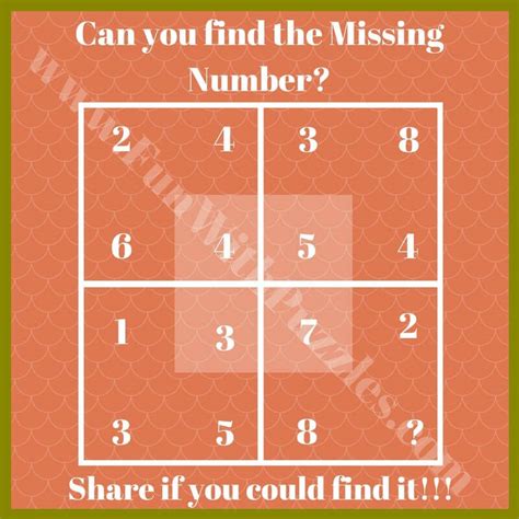 Tough Math Brain Teasers For Adults Missing Number Puzzles
