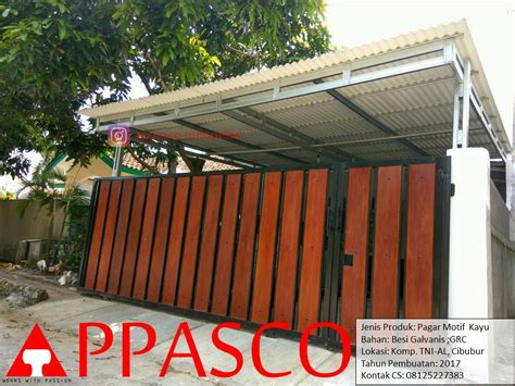 Pagar besi akan lebih kuat awet dan tahan lama. Pagar Minimalis Motif Kayu GRC di Komplek TNI-AL Cibubur - Jual Kanopi Tralis