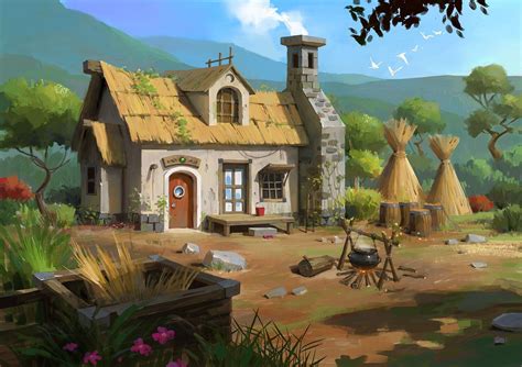 Choga By Lee B Fantasy Concept Art Fantasy Landscape Cottage Art