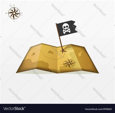 Treasure Map With Coordinates And Pirate Vector Image