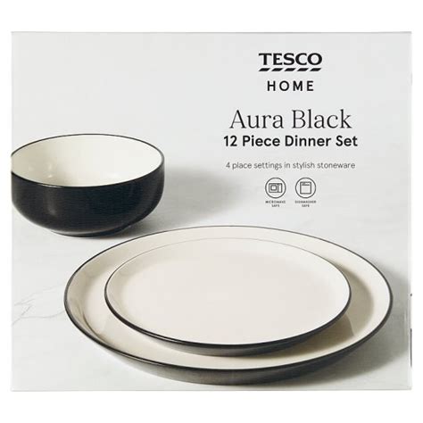Tesco Home Aura Black 12 Piece Dinner Set Tesco Online Tesco From Home