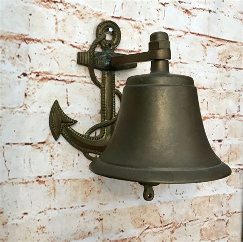 Nautical Bell With Anchor Large 75 Wall Mount Bronze Or Brass Anchor