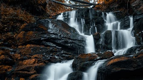 Download Wallpaper 2560x1440 Waterfall Rocks Stones Stream Water