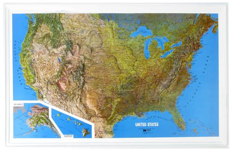 United States Natural Color Relief Ncr Series Raised Relief 3d Map
