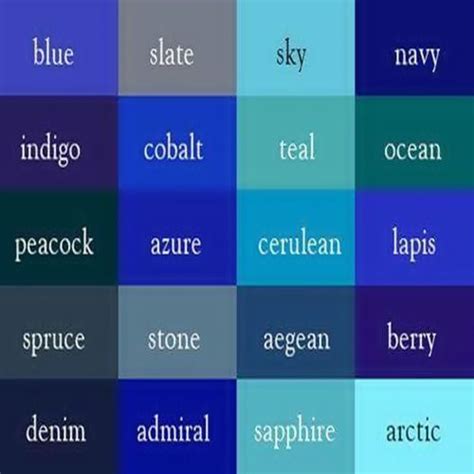 Blue Degrees Colour Board Color Me Types Of Blue Colour All Blue