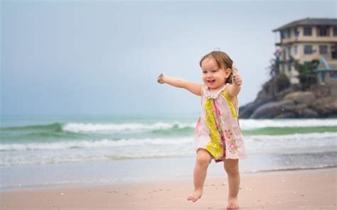 Nature Happy Smiling Happiness Running Children Sea Beaches