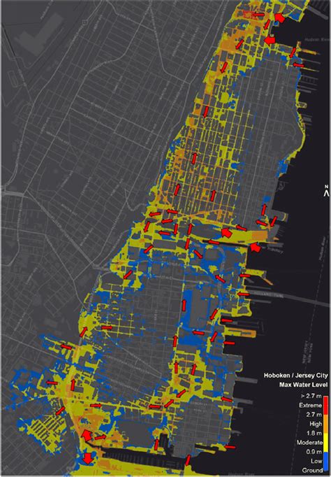 Street By Street View Of Water Levels In Hoboken And Jersey City During