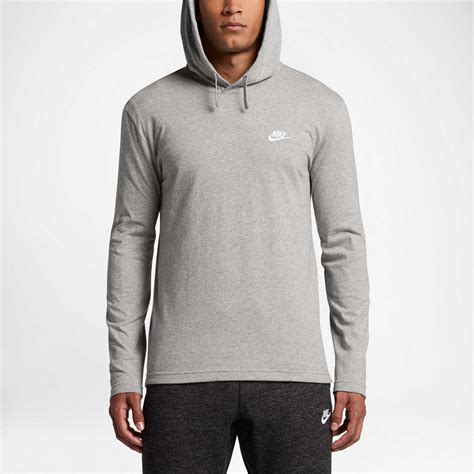 Nike Jersey Lightweight Pullover Hoodie In Dkgreyheather Gray For