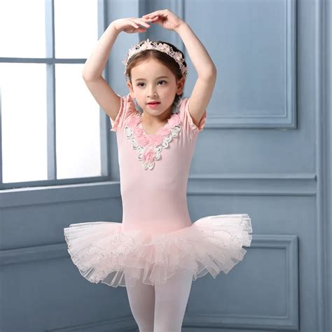 Short Sleeve Pinkpeach Toddler Kids Ballet Dresses Children Ballerina