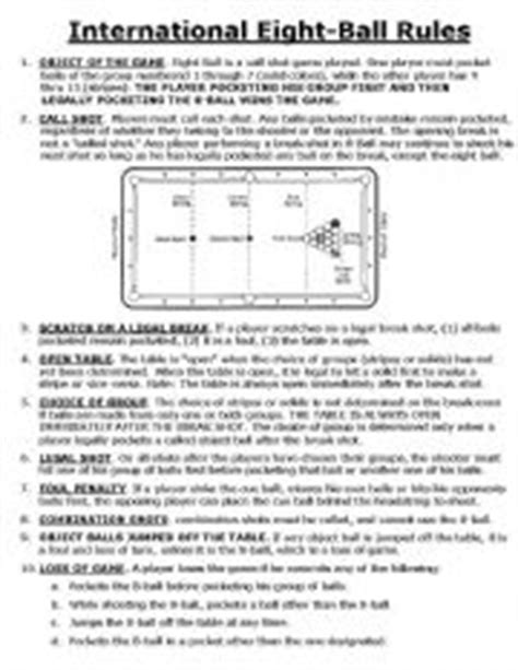 8 ball pool guideline (for windows). English worksheets: Eight Ball Rules
