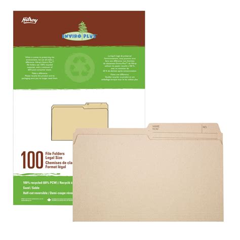 Hilroy Enviro Plus Recycled Legal Size File Folders Sand Box Of 100