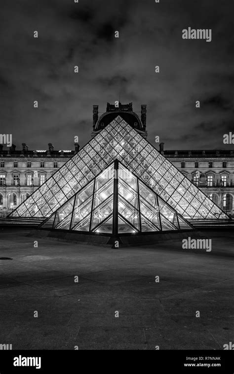 The Louvre Pyramid At Night Paris France Stock Photo Alamy