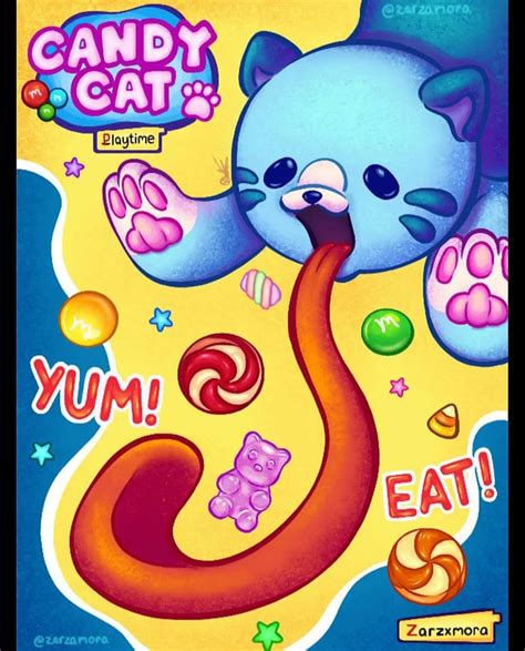 candy cat🍬 Забавные иллюстрации Рисунки Плакат
