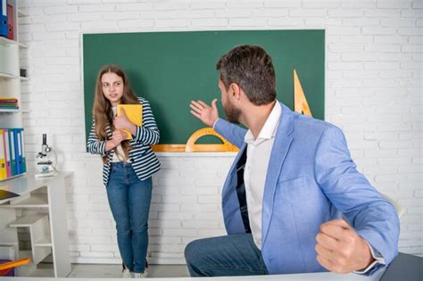 Premium Photo Angry Teacher Shouting At Child At Blackboard Aggression
