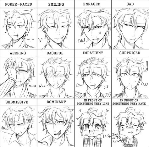 Male Anime Face Expressions