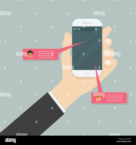 Hand Holding Mobile Phonesocial Network Conceptmessenger Window