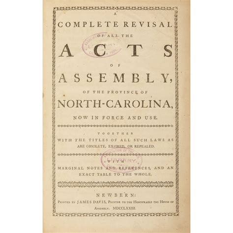 North Carolina A Complete Revisal Of All The Acts Of Assembly Of The
