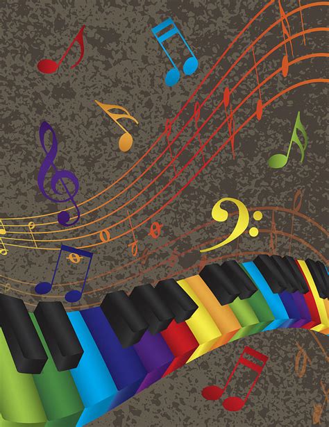 Piano Wavy Border With 3d Colorful Keys And Music Note Photograph By