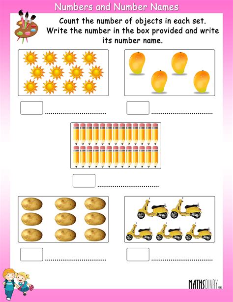 163 1st grade math worksheets. Count the objects in each set and write its number and ...