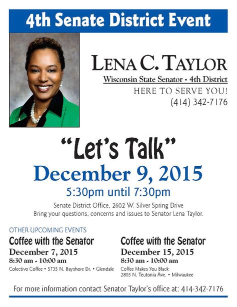 let s talk coffee with senator lena taylor milwaukee courier weekly newspaper