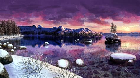 Winter Sunset Over Lake Tahoe Hd Wallpaper Background Image 1920x1080 Id774026