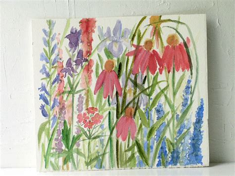 Sold Botanical Watercolor Nature Art Original Painting Colorful Cottage