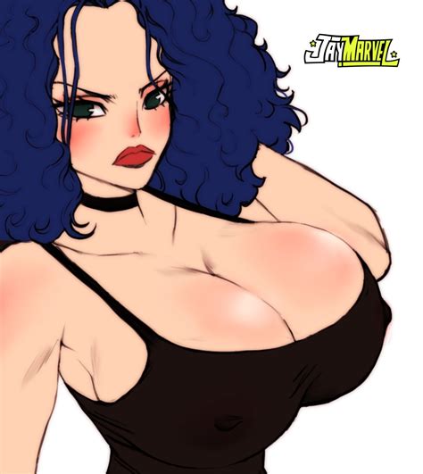 Rule 34 Afro Angry Big Breasts Blue Hair Breasts Busty Cleavage Curly