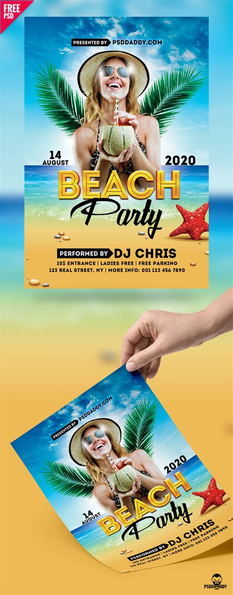 [download] beach party flyer free psd