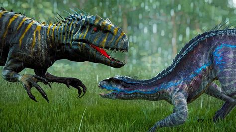 Jurassic World Evolution Indoraptor Gen Vs Indominus Rex Gen Breakout And Fight YouTube