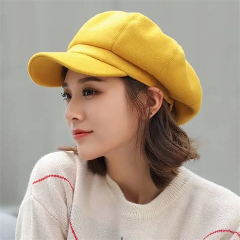 Wool Women Beret Autumn Winter Octagonal Cap Hats Stylish Artist