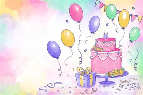 Watercolor Birthday Background Free Vector