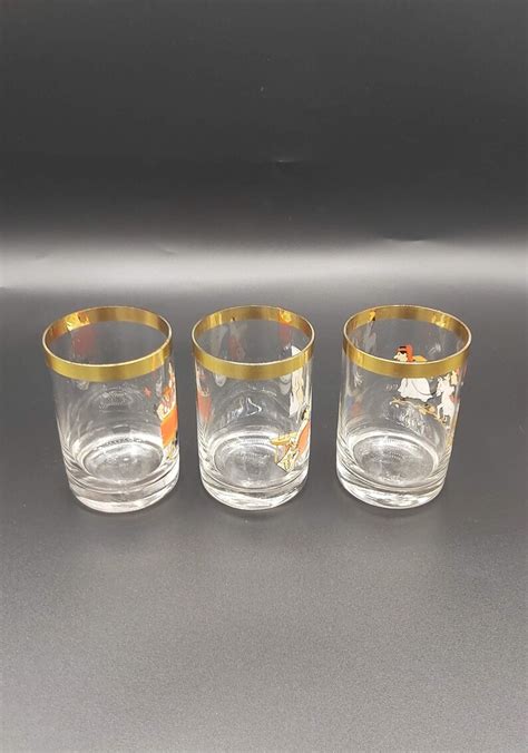 vintage gold rim shot glasses set of 3 etsy