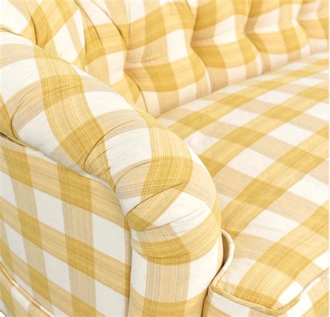 Yellow Buffalo Check Plaid Quilted Chesterfield Sofa Custom Charles