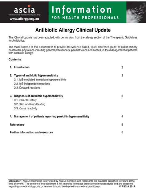 Antibiotic Allergy Clinical Update Allergy Antibiotics