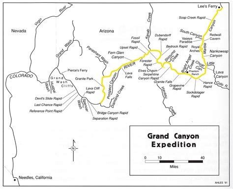 Grand Canyon River Expedition Map Grand Canyon National Park Az Us